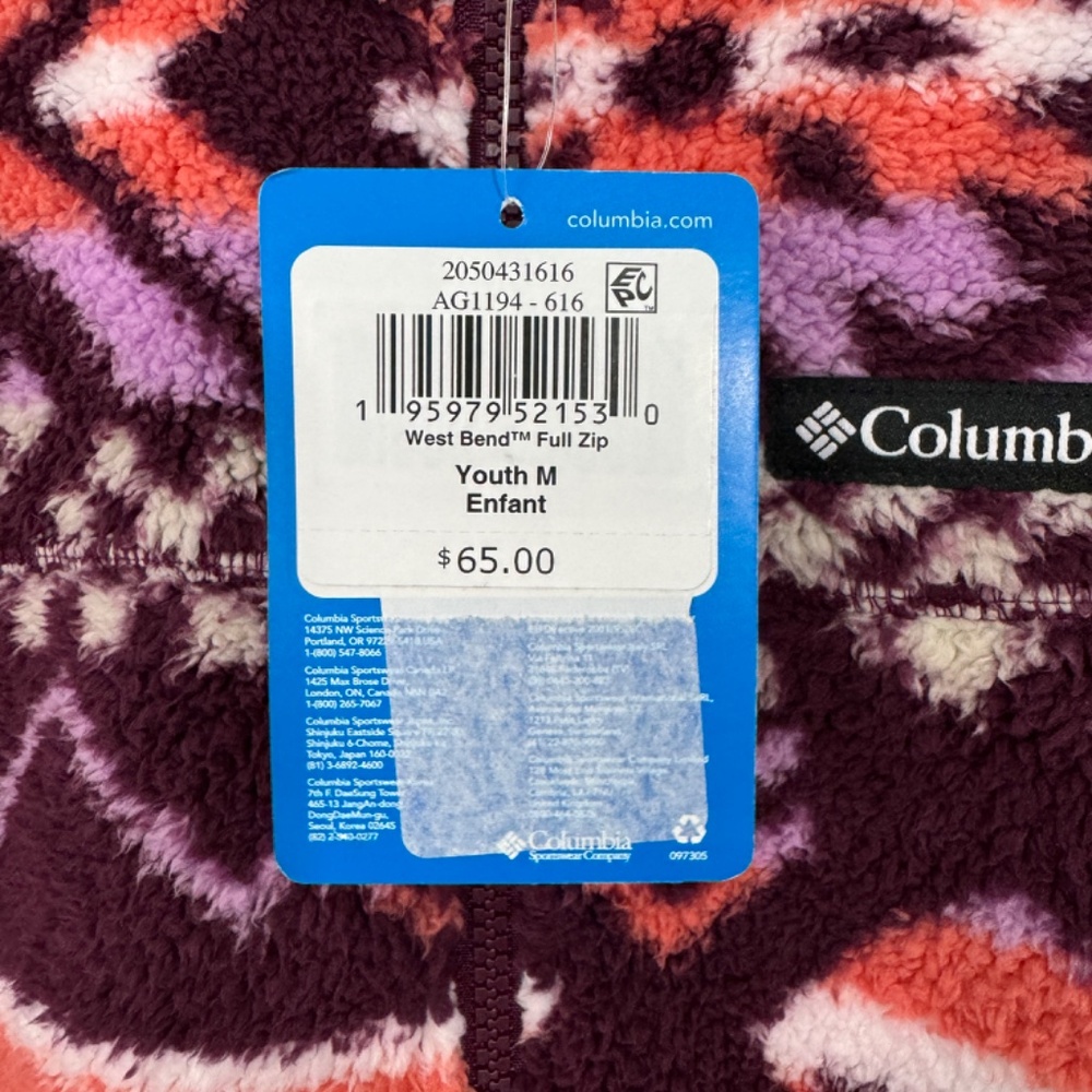 Columbia Girl’s Size Medium 10/12 Marionberry West Bend Full Zip Fleece Jacket - Picture 3 of 7